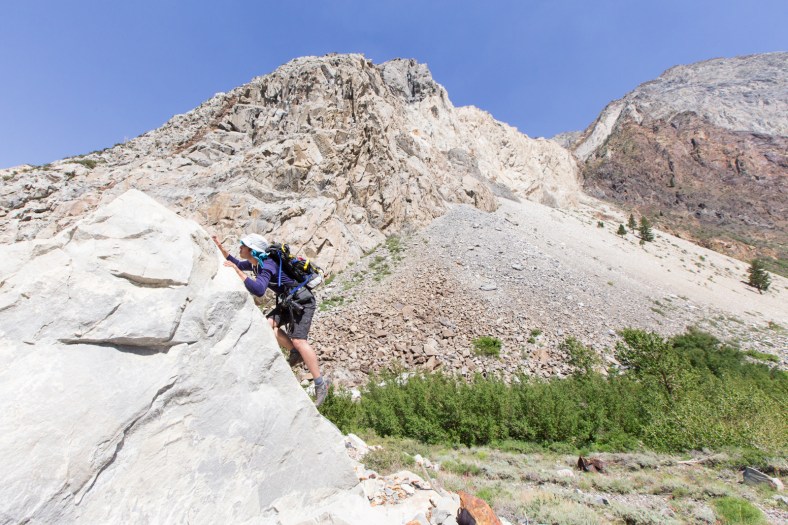 Bouldering problem along the trail