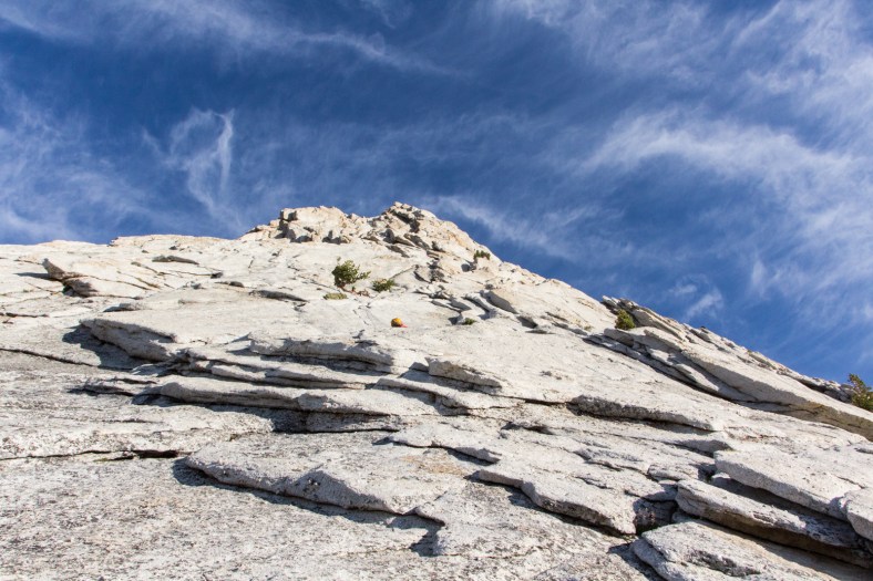 Looking towards the summit from the base of Cathedral Peak
