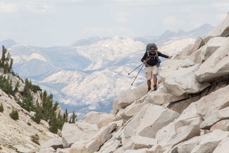 Hai negotiating a talus field