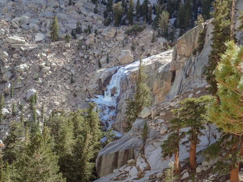 Frozen waterfall along Lone Pine Creek